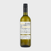 Wine bottle with a label on a light gray background